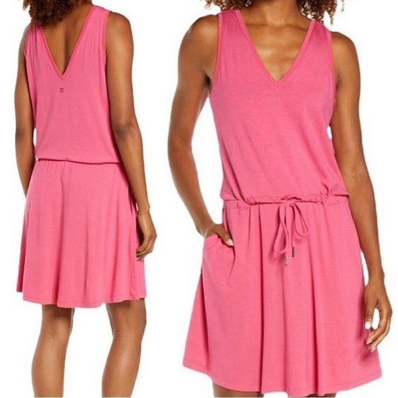 SWEATY BETTY woman pink activewear tie waist casual athletic casual dress M - Picture 1 of 10